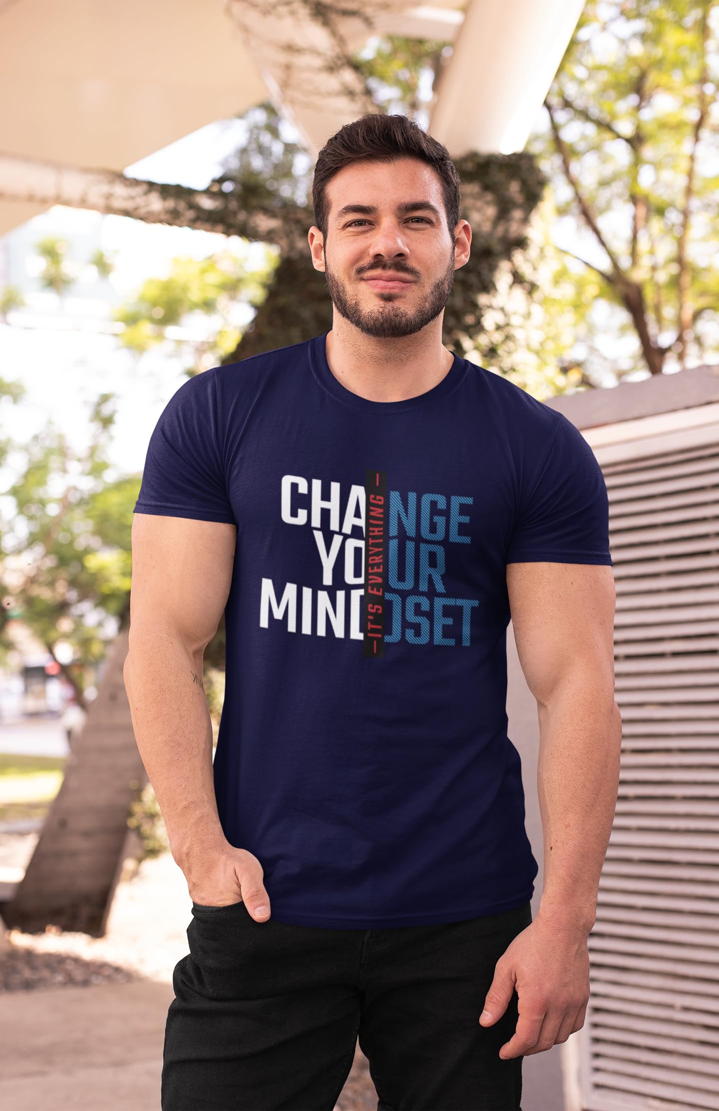 Ambigram Change Your Mindset - Premium T-Shirt