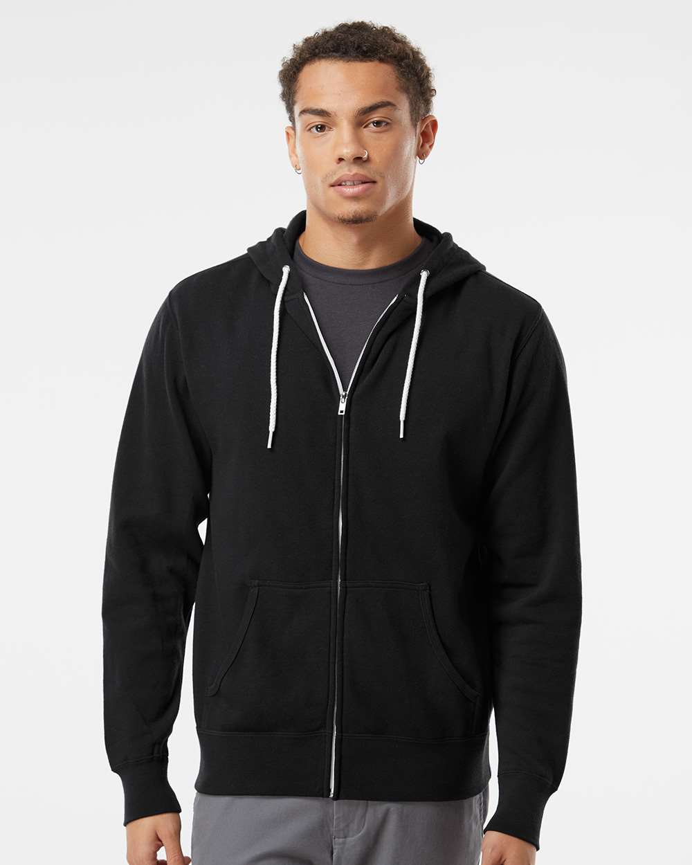 Black Lightweight Zip Hoodie