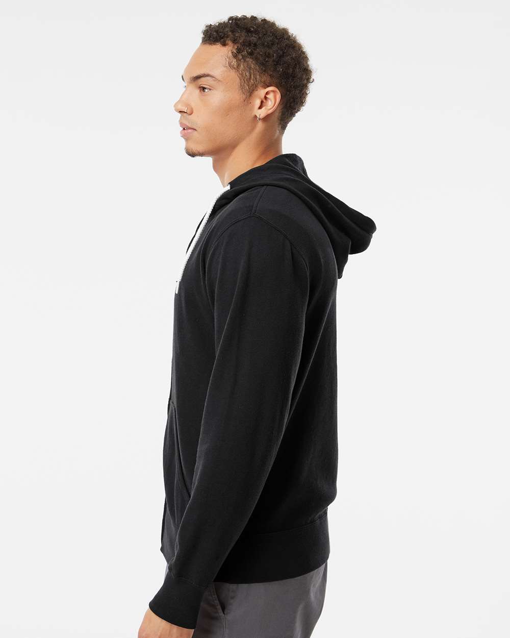 Black Lightweight Zip Hoodie