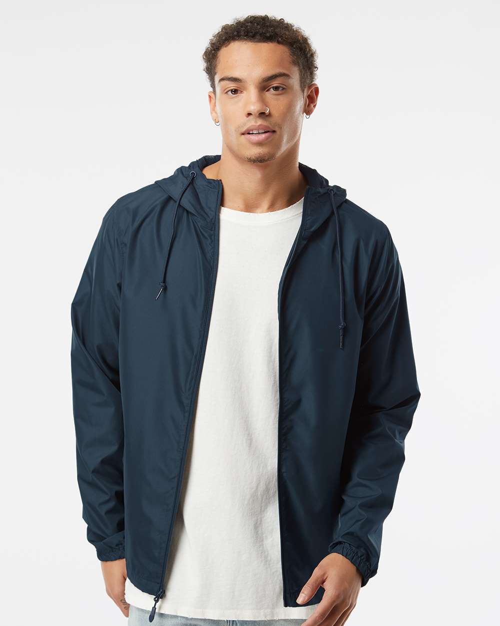 Navy Lightweight Zip Up Windbreaker