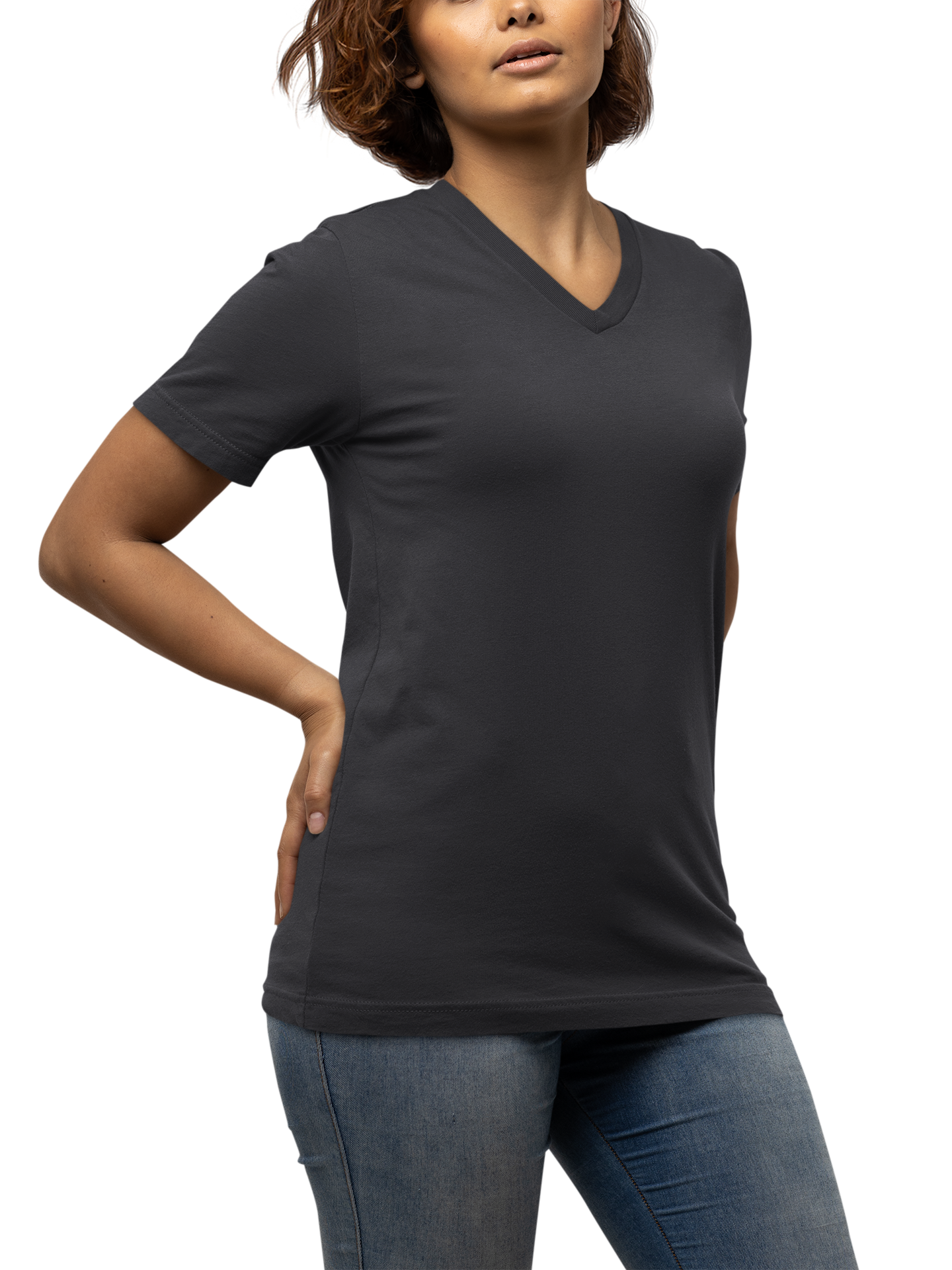 Dark Grey V Neck T-Shirt