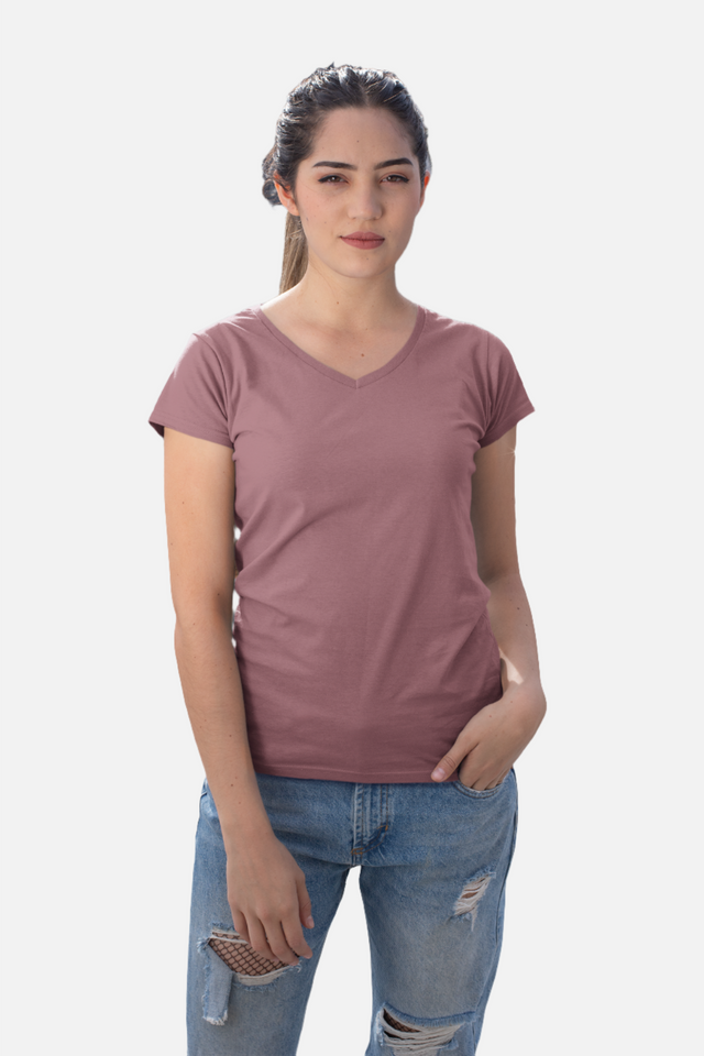 Mauve V Neck T-Shirt