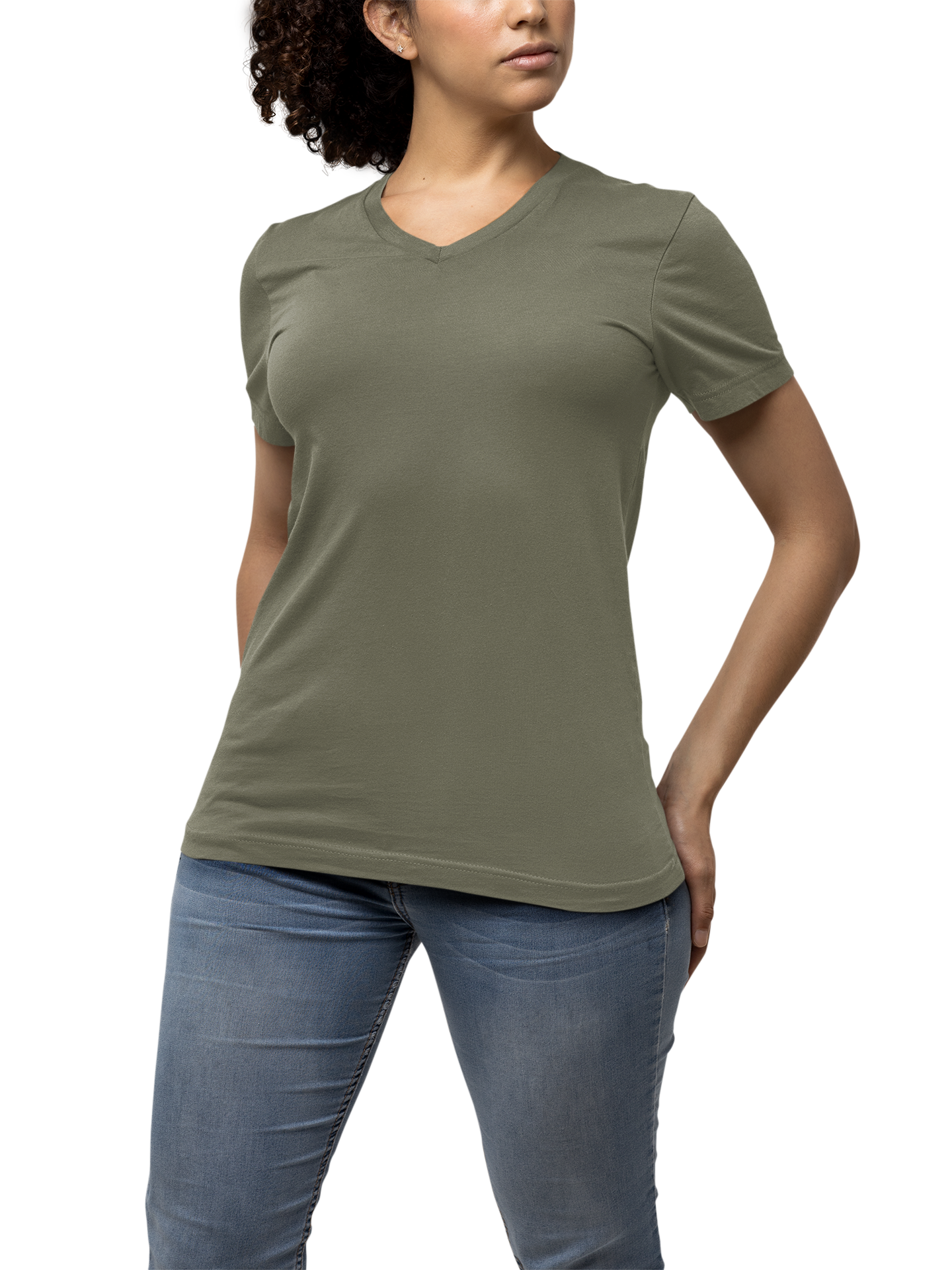 Military Green V Neck T-Shirt