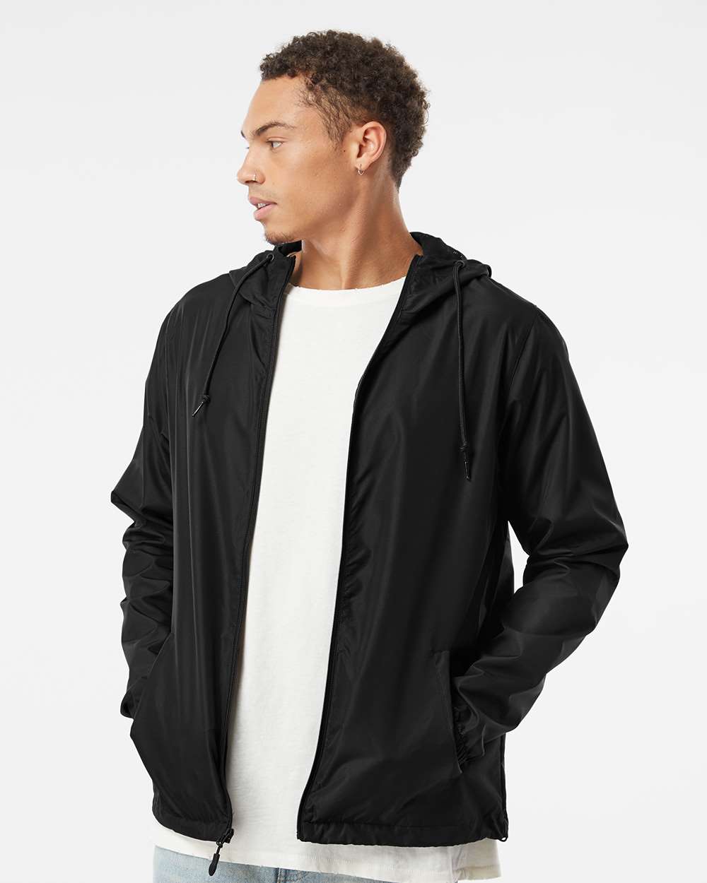 Black Lightweight Zip Up Windbreaker
