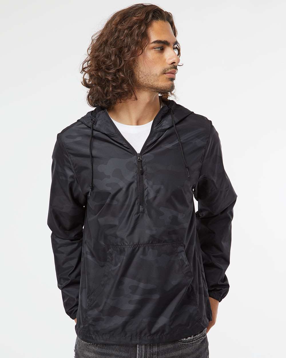 Black Camo Lightweight Windbreaker 1/4-Zip