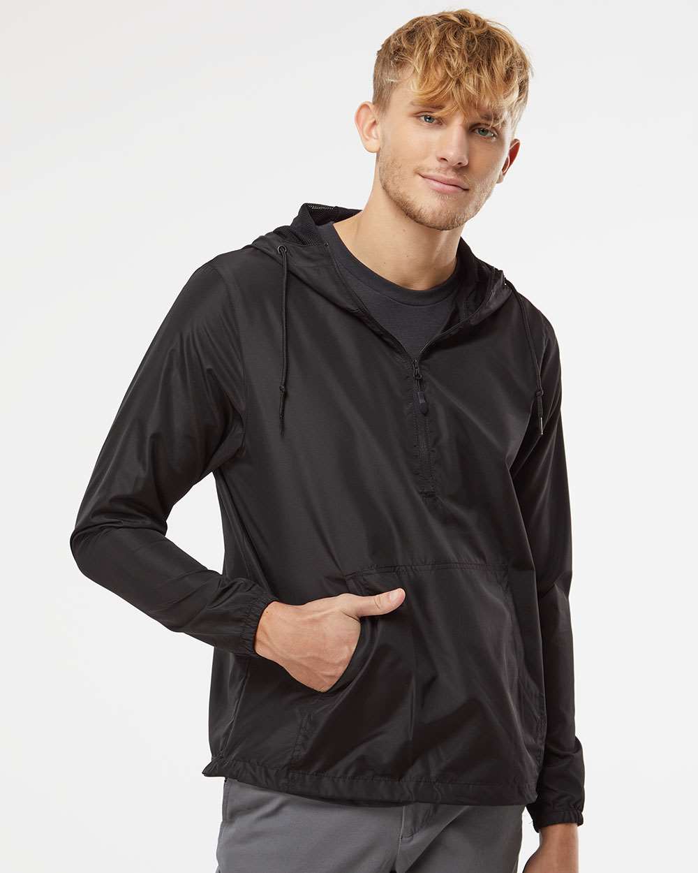 Black Lightweight Windbreaker 1/4-Zip