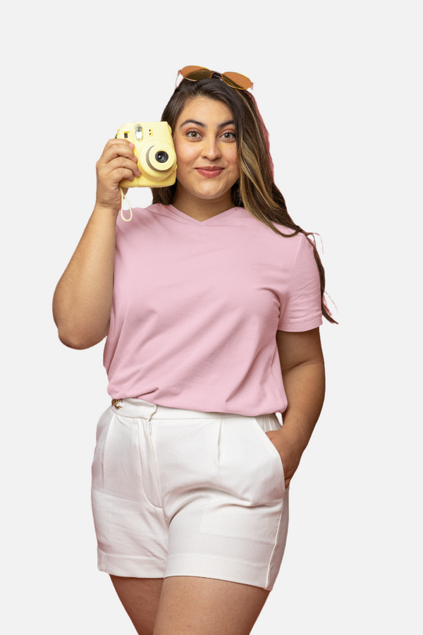 Pink V Neck T-Shirt